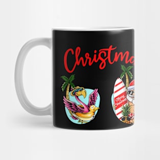 Christmas In July Sunglasses Santa Flamingo Summer Vacation Mug